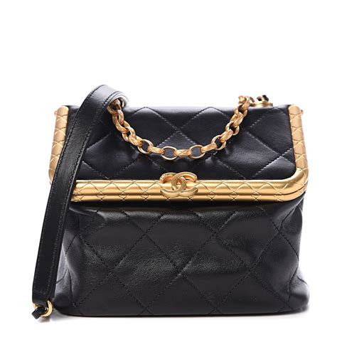 chanel kiss lock bag 2020|CHANEL Lambskin Quilted Trio Kiss Lock Clutch With .